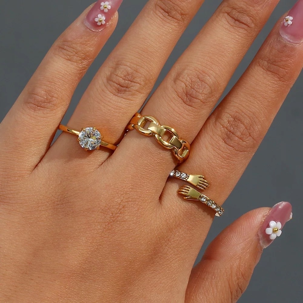 18K Gold Cable Chain Ring